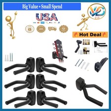 6 Pcs Guitar Wall Hangers Hold Hooks for All Size Guitars Bass Mandolin Black