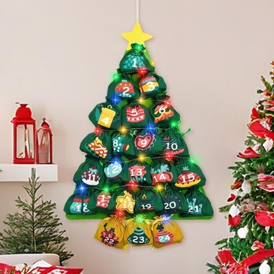 Christmas Advent Calendars with Pockets, Christmas Tree Hanging Advent Calend...