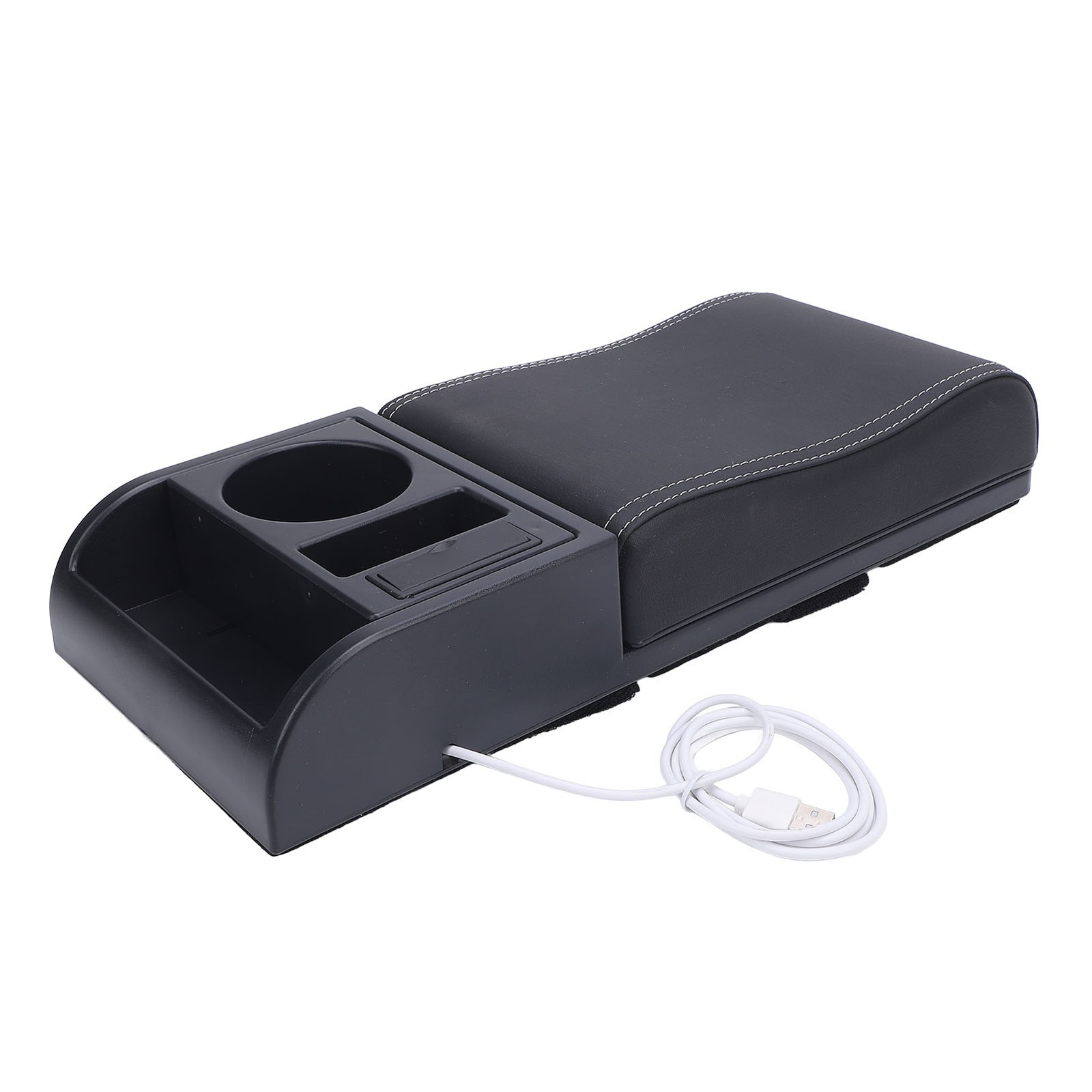 Center Console Armrest Box Cover Adjustable Length With USB Charging Port Cup