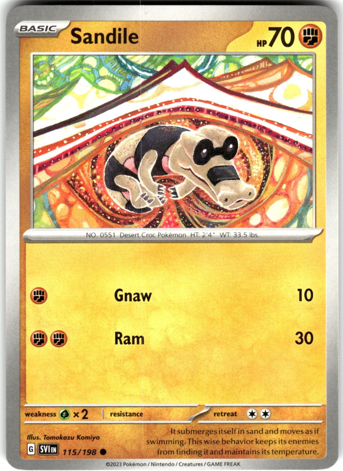 Sandile 115/198 SV01: Scarlet & Violet Base Set Common Pokemon Card LP