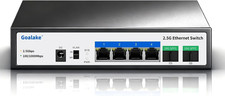 6 Ports Ethernet Switch, 4X2.5G RJ45 Ports and 2X10G SFP Port, 60Gbps Switching