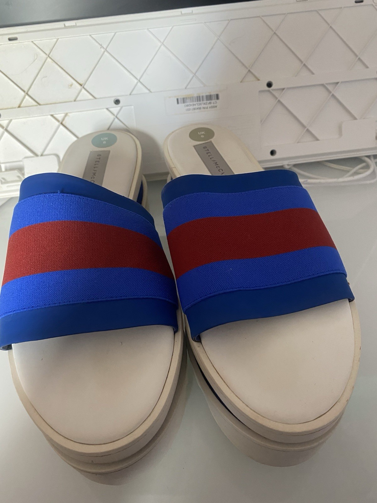 BNWT STELLA McCARTNEY LADIES’ PLATFORM SANDALS BLUE/RED UK6/39 RRP £525 image 2