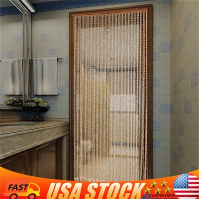 200*90cm Beaded Curtain Bamboo Wooden Doorway Curtain 52 Strings Door Curtain