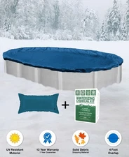 12'x24' Oval Above Ground Winter Pool Cover + 4x8 Air Pillow + Winterizing Kit ^