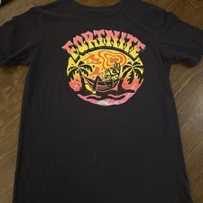 Fortnite navy t-shirt w/graphic llama between palm trees 'FORTNITE'#gaming