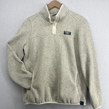 LL BEAN Sweater Fleece Womens S Snap Mount Katahdin Sweatshirt Melange Beige