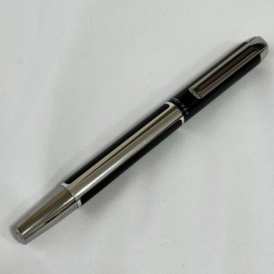 Pelikan Pura P40 Fountain Pen Black Silver Fine Nib Ready to Use Authentic