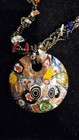 Vintage Murano Millefiori Glass Pendant Necklace Gold Foil Multi-Gemstone Beaded — photo 2