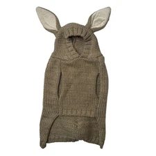 Top Paw Bunny Knit Sweater Hoodie Tan Medium Dog Pet Sweater Winter Cozy