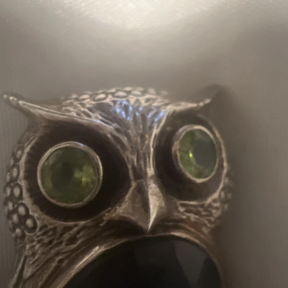 Prendedor/colgante de búho de plata esterlina Nicky Butler con piedras labradorita/grises/verdes Foto 3 de 4