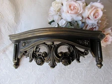 Ornate Wall Shelf,Baroque,Victorian Rose,Black Home Decor,Regency,Antiqued Shelf