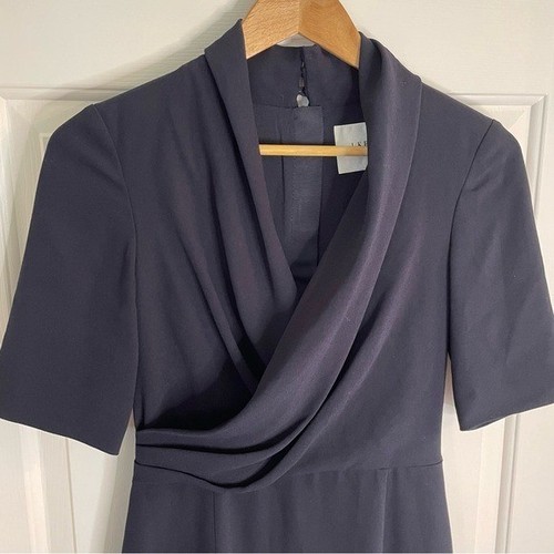 LK Bennett Dress Dr Lamarie Sheath ladies size 2 dark navy Draped Crepe preppy - Bild 4 von 9