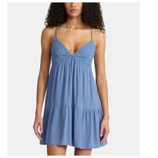 Gauzy Babydoll Dress Eyelet Adjustable Straps Blue Fairy Boho Festival XXL (20)