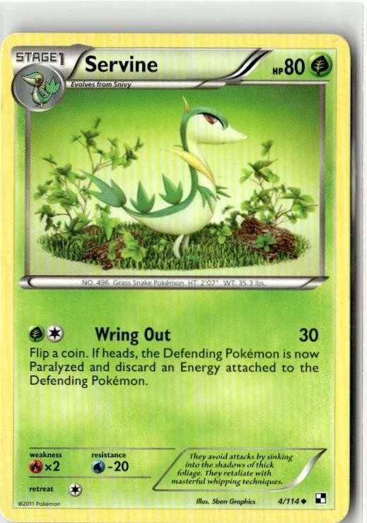 2011 Pokemon Black & White Base Set Servine 4/114