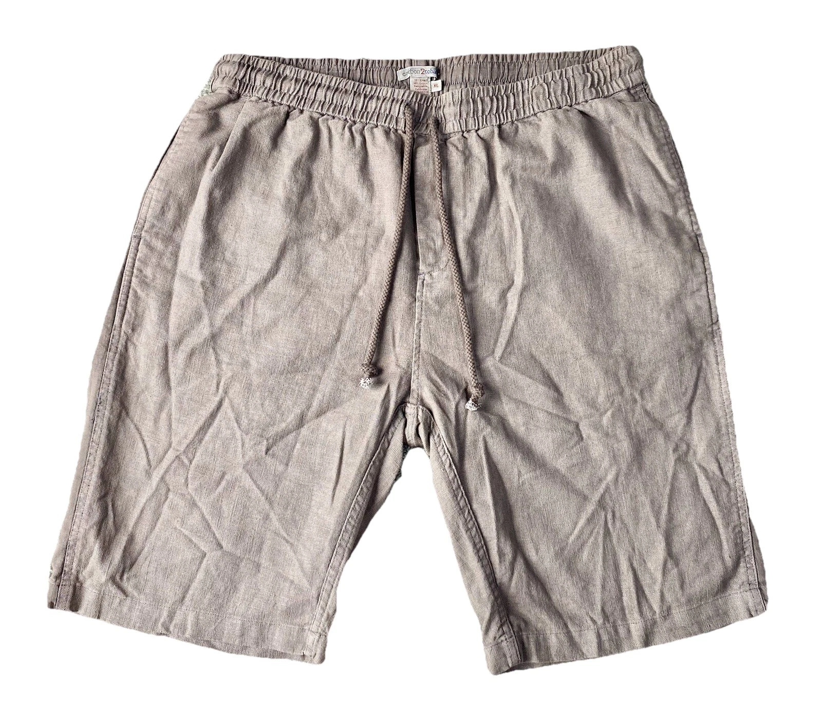 Carbon2Cobalt Shorts Mens XL Linen Blend Drawstring Pockets Relaxed Fit Tan