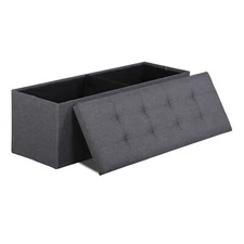 43 Inches Folding Storage Ottoman Bench Storage Chest Footrest Dark Gray 660 lbs