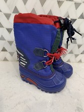 VTG Sorel Winter Snow Boots Boys Size 7 Blue Red Illuminite Reflective
