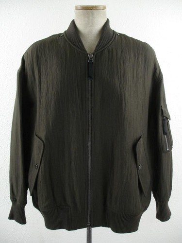 Men's M Helmut Lang Faux Fur Removable Vest Green Bomber Jacket Full-Zip 3-in-1 - Picture 8 of 24