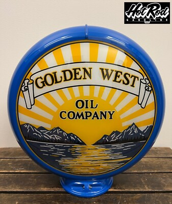 #ad #ad GOLDEN WEST GASOLINE Reproduction 13.5quot; Gas Pump Globe Blue Body $175.00