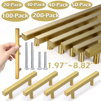 #ad Square Gold Kitchen Cabinet Door Handles Dresser Drawer Pull Stainless Steel Lot $102.60
