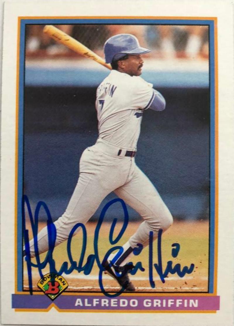 Alfredo Griffin Autographed 1991 Bowman #592