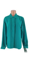 Thats Me Teal Button Up Blouse With Embroidered Accent.  Size 7/8