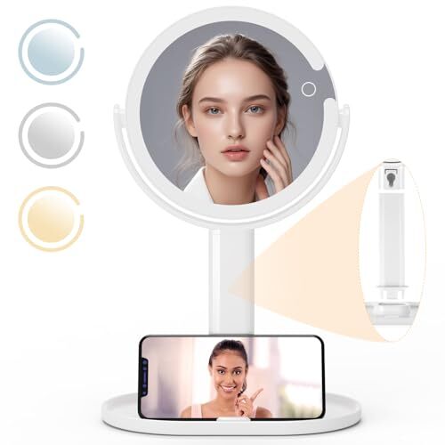 8 Inch LED Makeup Mirror with 1X 10X Magnification in White