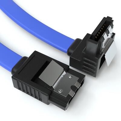 0,5m SATA-3 Kabel Blau | S-ATA 6 Gb/s High Speed SSD HDD 90° Winkel Datenkabel