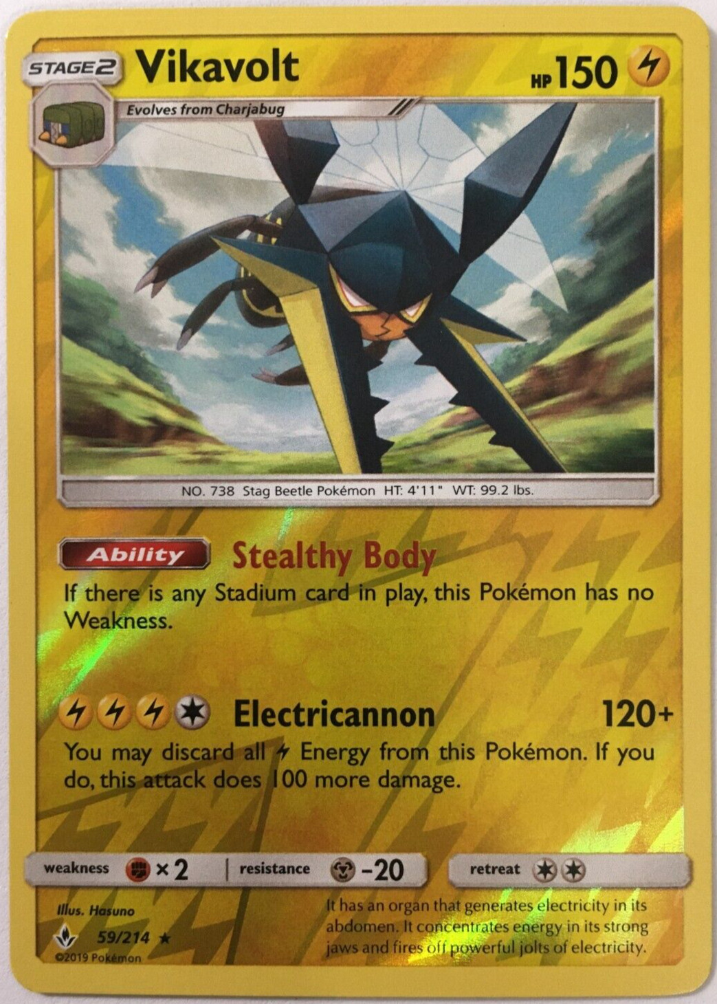 POKEMON VIKAVOLT 59/214 UNBROKEN BONDS RARE REVERSE HOLO NEAR MINT