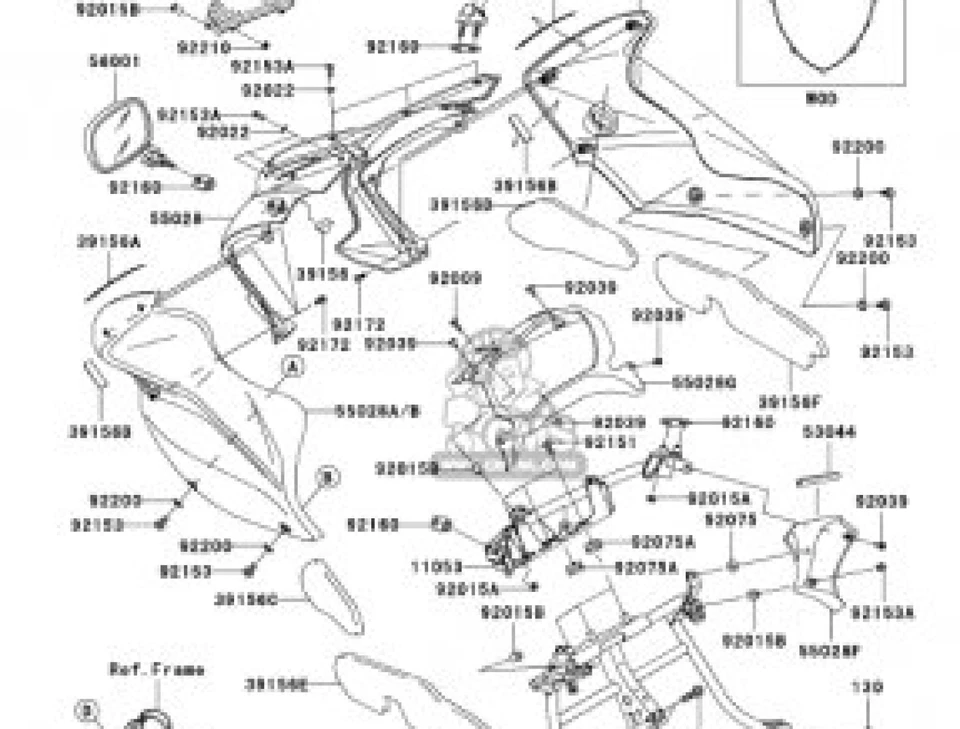 Kawasaki Original ZR750K1L Caramelo Plasma Azul Derecho Superior Cubierta - Imagen 2 de 3