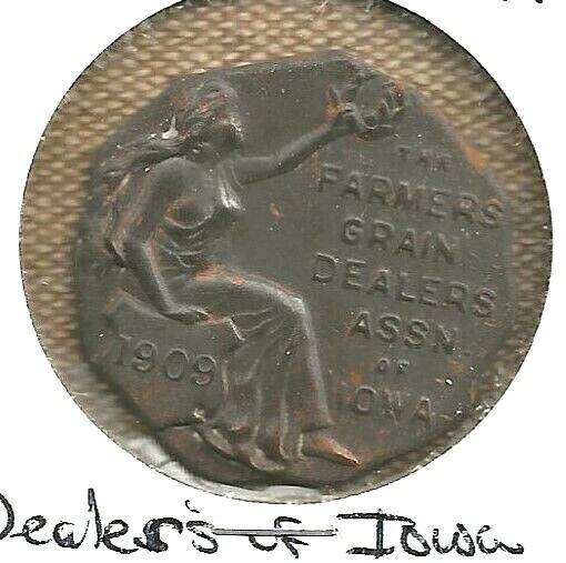 1909 LAPEL PIN - ANNUAL MEETING, THE FARMERS GRAIN DEALERS ASSOCIATION  OF IOWA