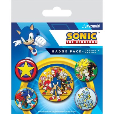 Button Badge 5er Sonic The Headehog - Speed Team 1x38 & 4x25mm BP80804
