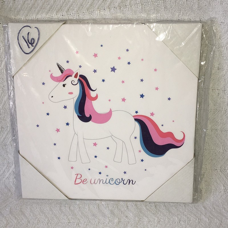 Jax & Olivia Unicorn Body Canvas Art Be Unicorn Rainbow 12" x 12" Square New