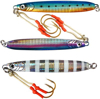 3pcs Fish WOW! 9oz 250g Fishing Vertical Speed Knife Jig 3-color bait butterfly