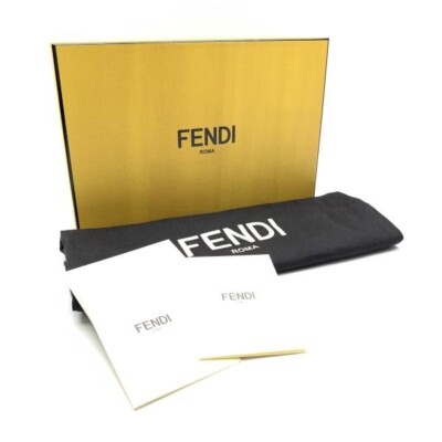 FENDI Clutch Bag Second Bag Black Yellow Bugs Eye 7VA350 Zipper