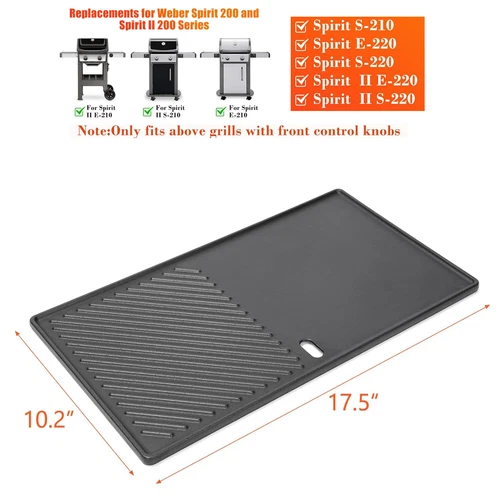 Grill Cooking Griddle for Weber Spirit I & II 200 Series 17.5" Flat Cooking Pan