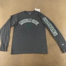 Champion Men's Small Charcoal Michigan State Spartans Long Sleeve T-Shirt New