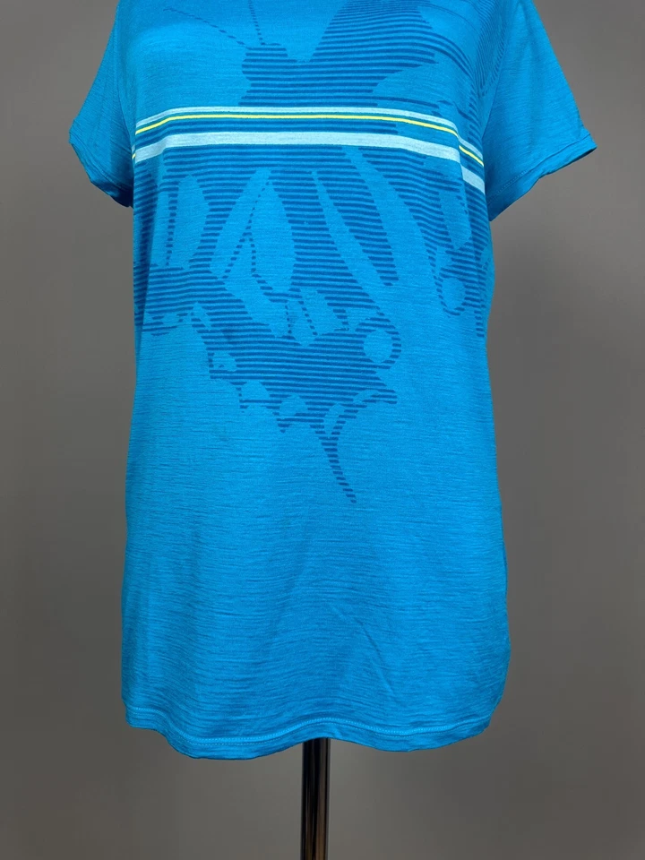 Camiseta para mujer Icebreaker azul mariposa lana merino manga corta aire libre M Foto 3 de 4