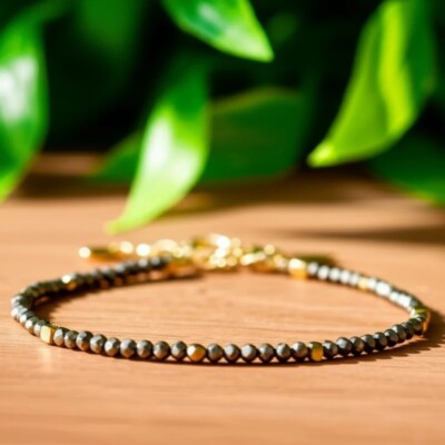 Pyrite Healing Bracelet 2mm Beads Reiki Energy Balance Crystal for Women Gift