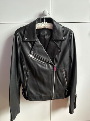 BNWOT M&S Autograph Real Black Leather Biker Jacket UK14
