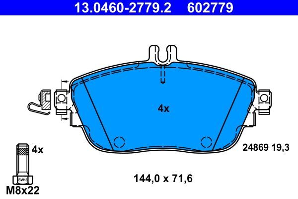 ATE 13.0460-2779.2 Bremsbelagsatz, Scheibenbremse FüR MERCEDES-BENZ-image