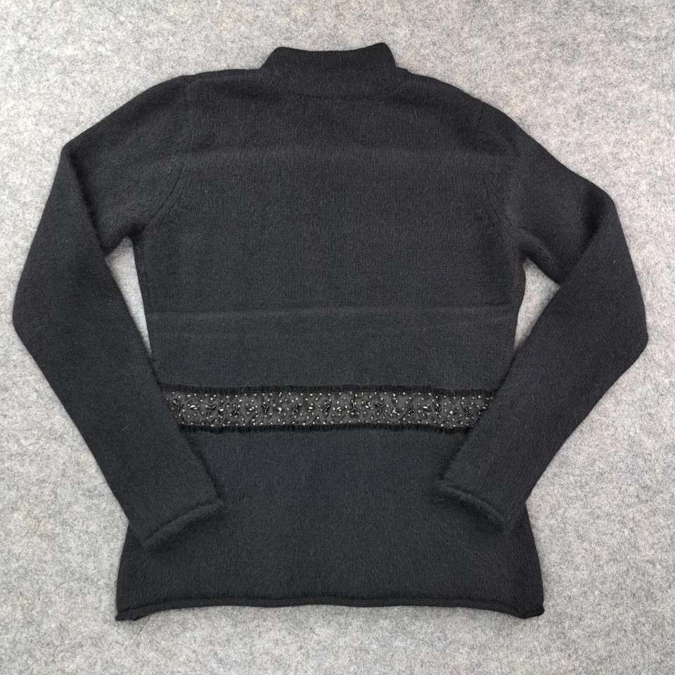 Suéter Vintage Elena Solano Mujer Mediano Negro Cárdigan Angora Conejo Lana de Cordero Foto 4 de 4