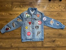 Ultra Game Nba Denim Jacket Nba Basketball Team Stitched Logo Patches Size S