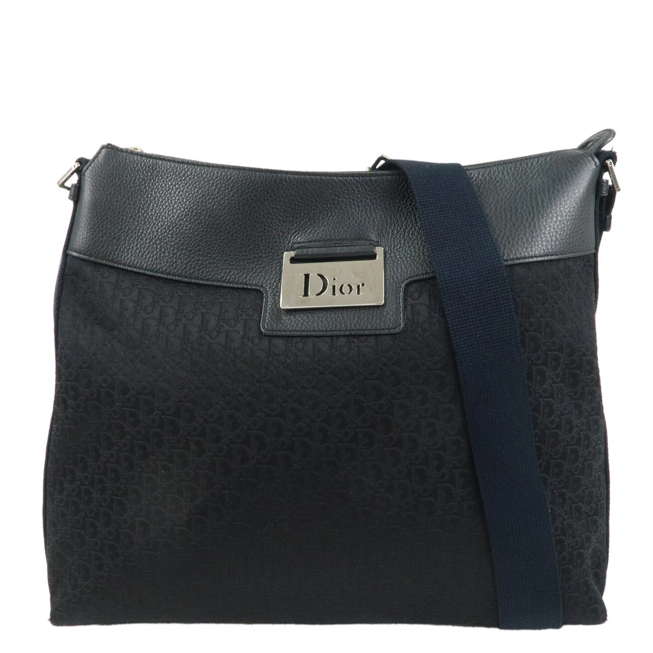 Authentique sac bandoulière Christian Dior trotteur toile cuir noir occasion F/S