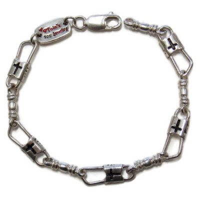 Fishers of Men Acts Bracelet Sterling Silver Regular Cross Design - ID Plaque