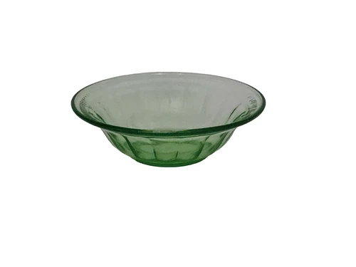 Federal Colonial Fluted Green Depression Glass Vintage Cereal Bowl 5 7/8 inch