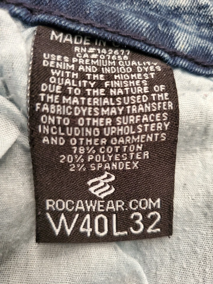 Rocawear Mens Jeans Pants Size 40 x 32 Blue White - Image 3 of 4