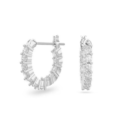 NWB Swarovski Matrix Vittore hoop earrings Round cut