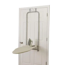 Over The Door Small Ironing Board with Iron Holder Metal