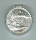 INTAGLIO MINT 2023 SURFING SANTA 1 OZ .999 HIGH RELIEF SILVER ROUND GEM BU